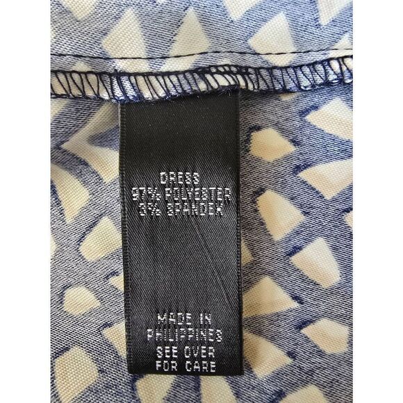 Alyx Shift Dress Sz 16 Navy, Tan, White Geometric - Picture 5 of 8